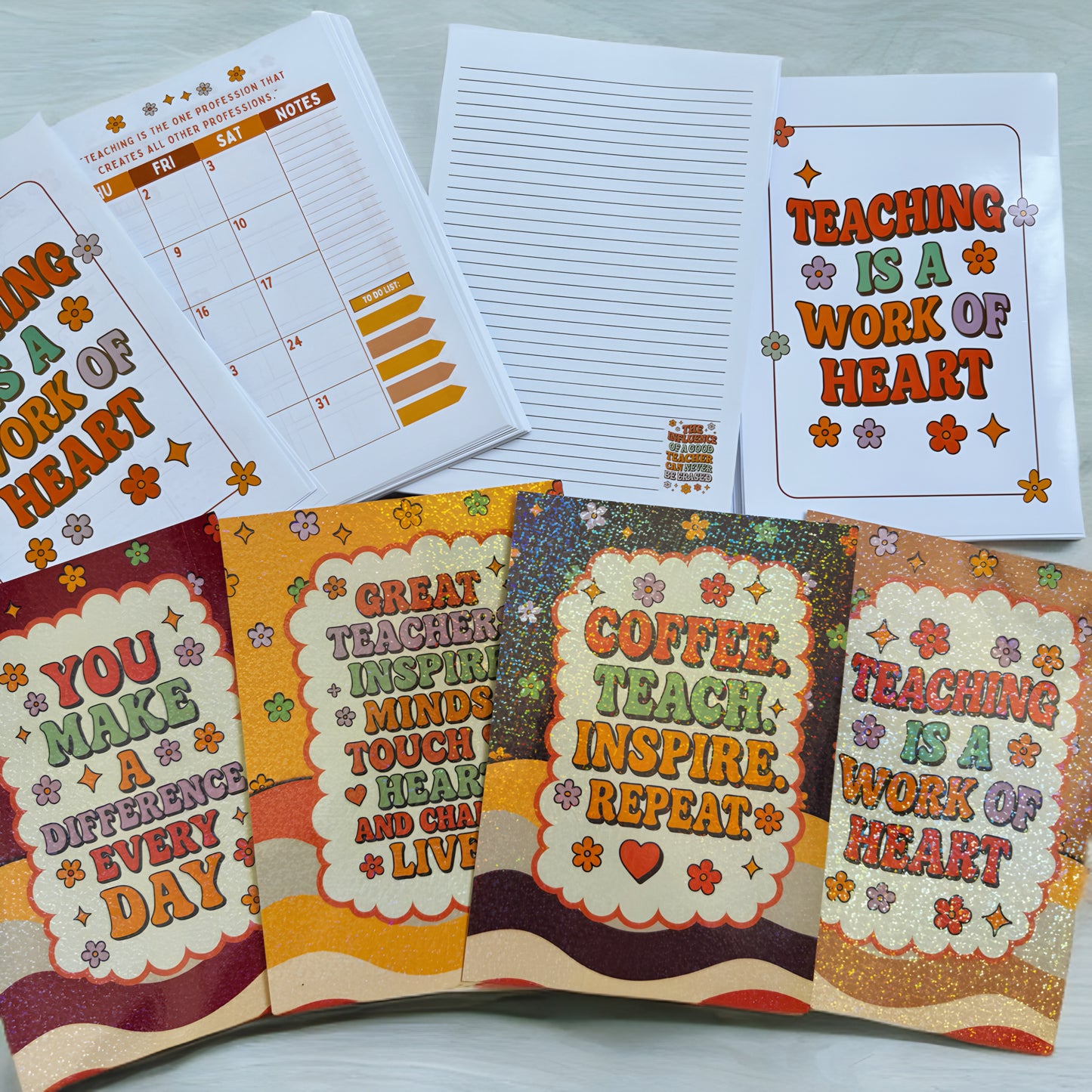 Retro Planner with notebook lines For Teacher's day