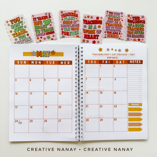 Retro Planner with notebook lines For Teacher's day