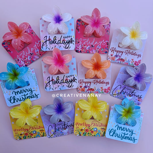 Floral Hair Clip Back Card (HOLIDAY/CHRISTMAS)
