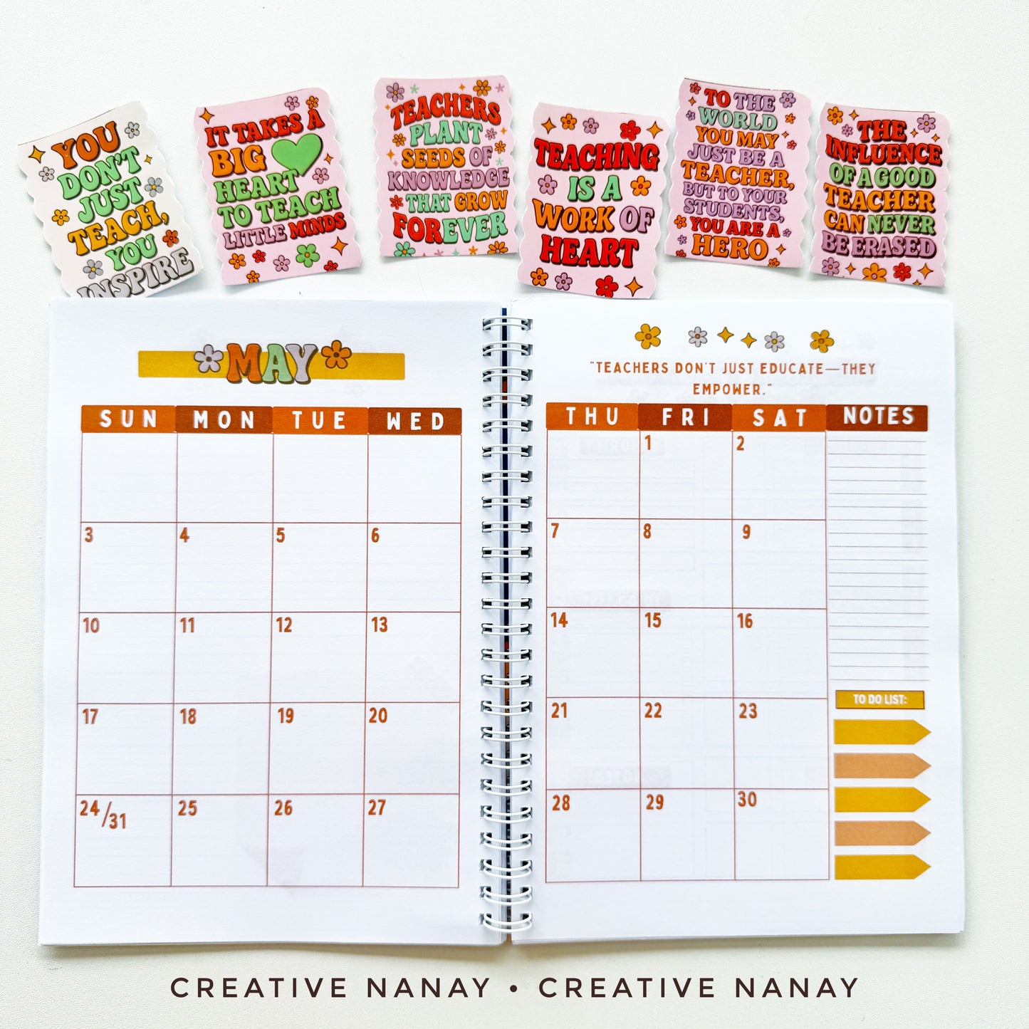 Retro Planner with notebook lines For Teacher's day