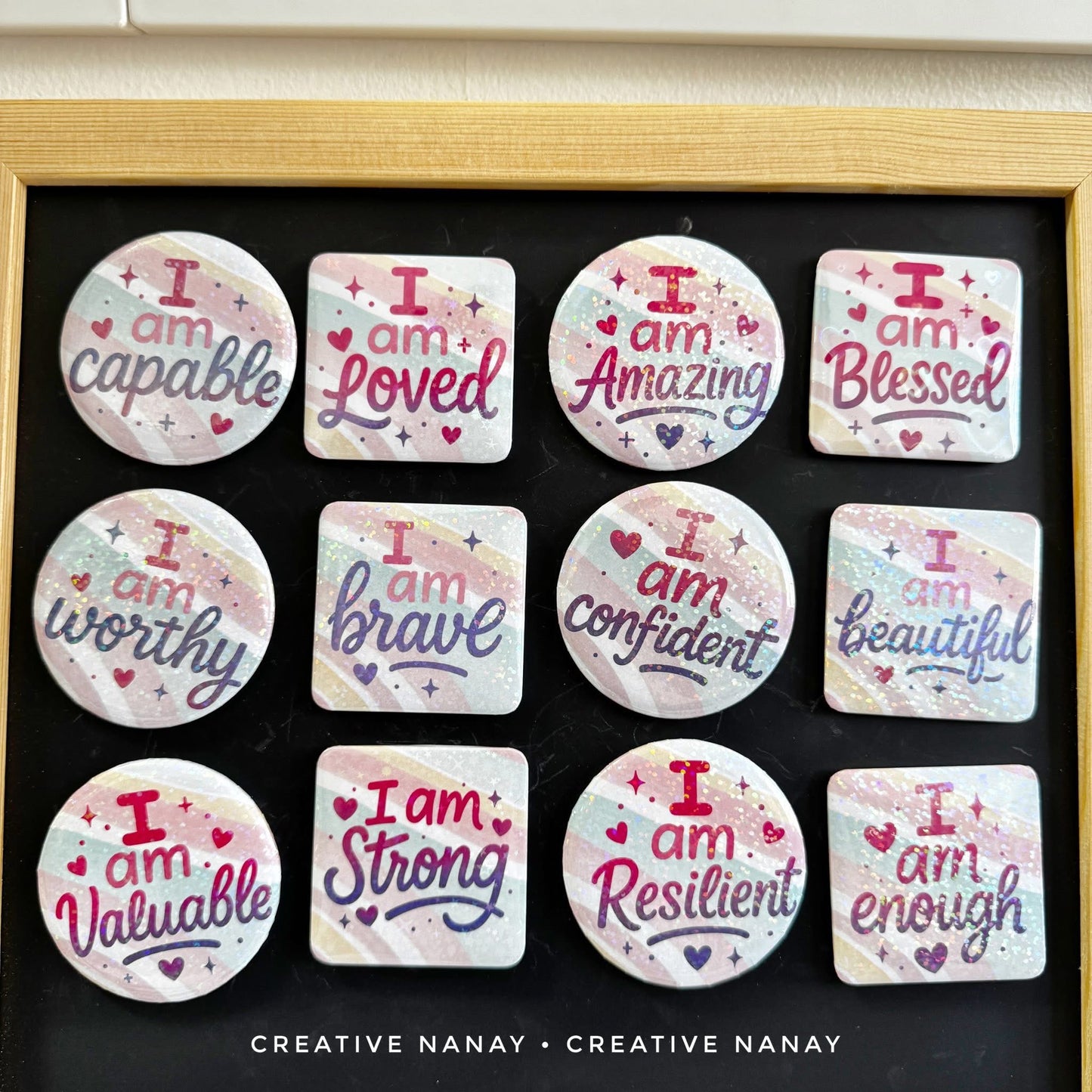 Affirmation Square & Circle Badge